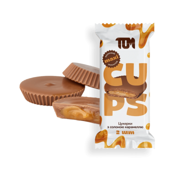Maxi Cups milk chocolate with salted caramel, 2pcs